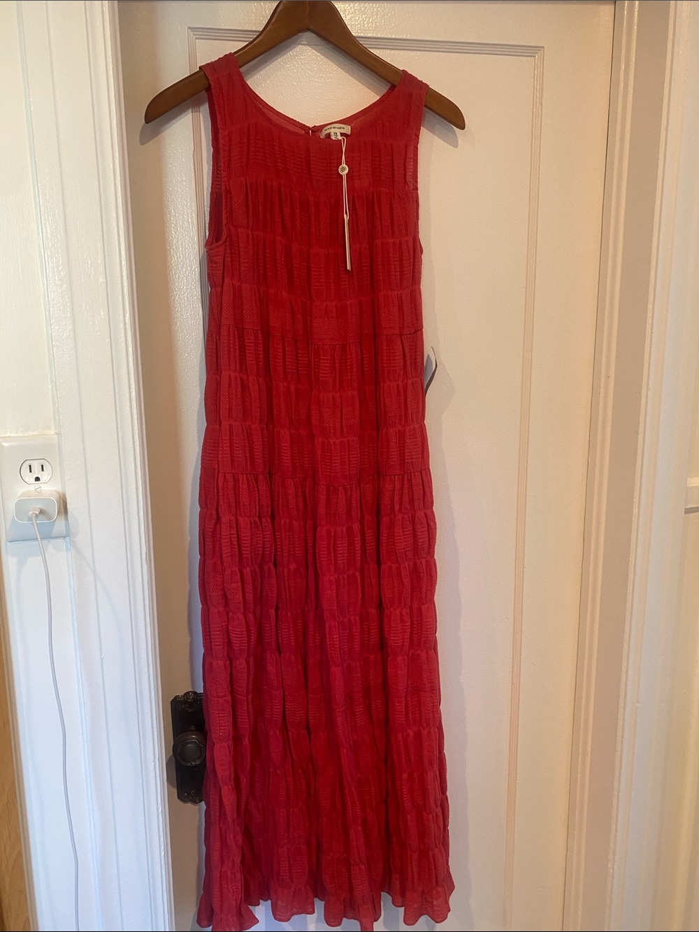 NWT Max Studio Washed Red Textured Sleeveless Maxi Dress w/liner x-small